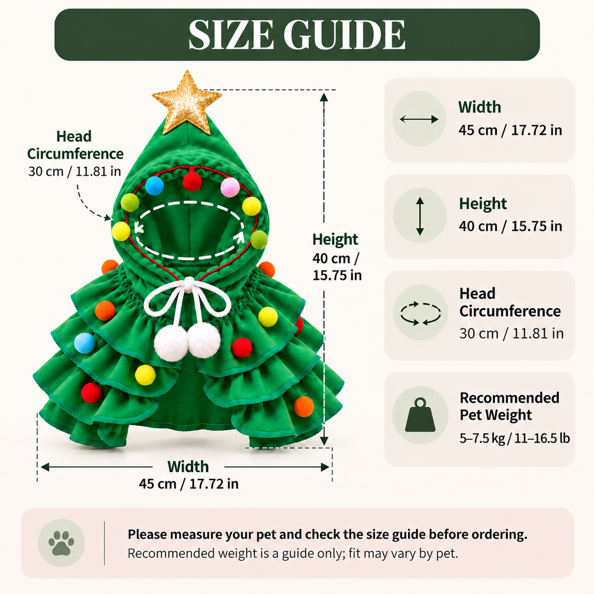 Christmas Tree Dog & Cat Costume – Green Holiday Outfit
