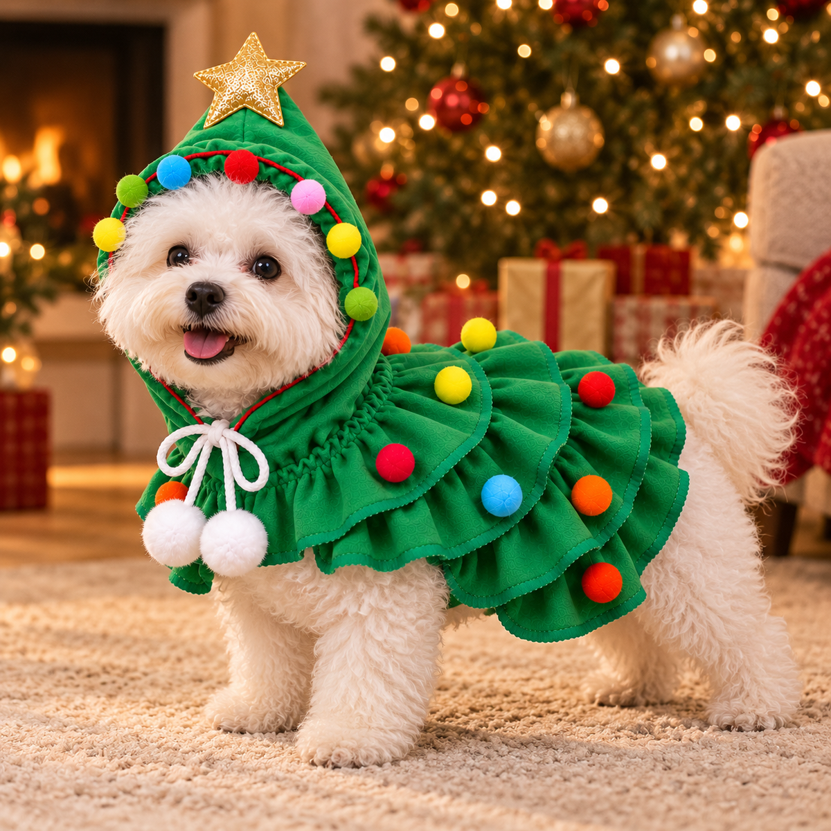 Christmas Tree Dog & Cat Costume – Green Holiday Outfit
