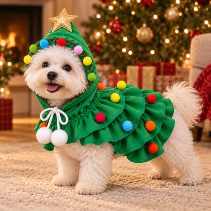 Christmas Tree Dog & Cat Costume – Green Holiday Outfit